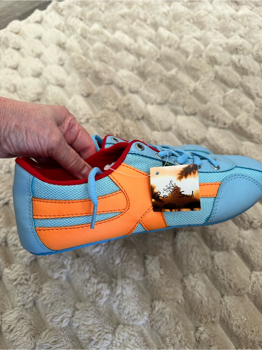 Rio Soul Women's Brazilian Dance Shoes Blue and Orange Lace-Up Sneakers Sz 8.5 - Picture 4 of 11
